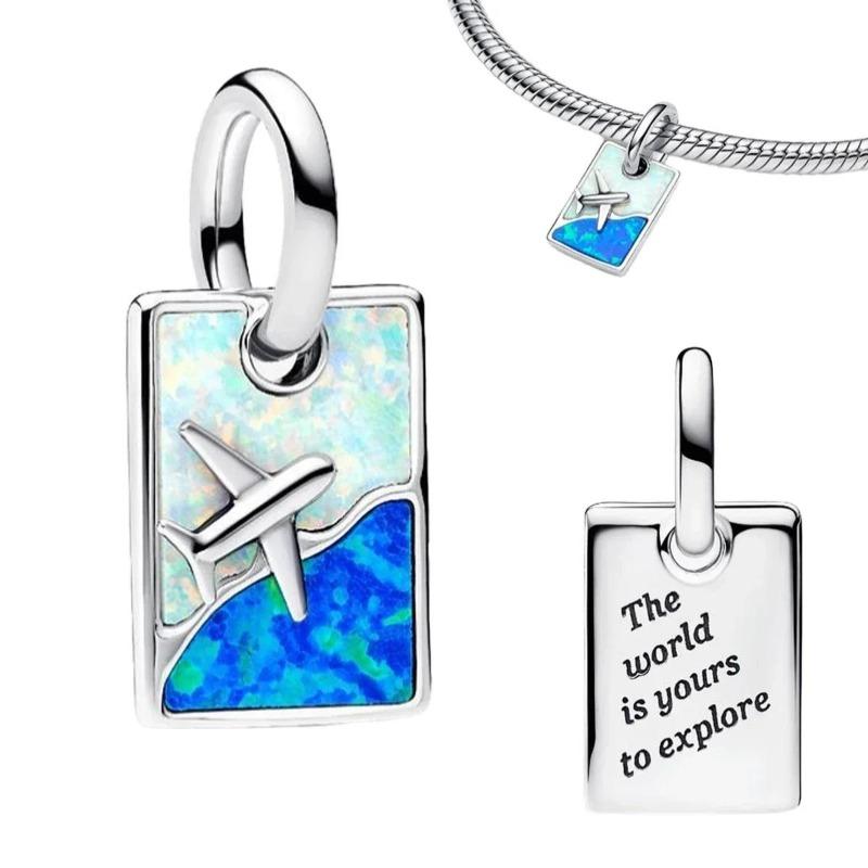 Fashion Airplane Travel Earth Charms Copper Planet Astronaut Earrings Beads Fit Original Bracelets Fine Diy Jewelry