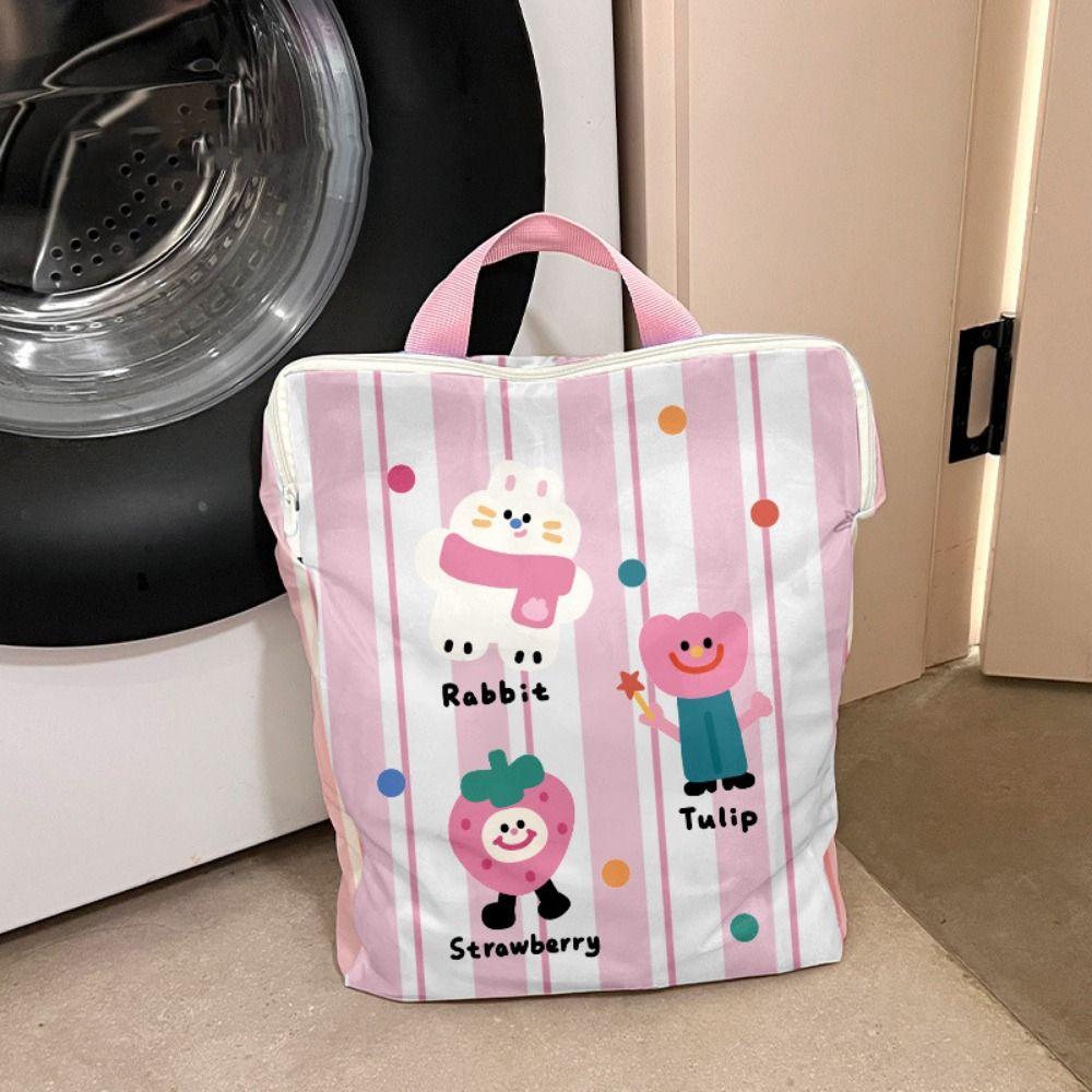 4Pcs Cute Mesh Laundry Bags Set Auto-lock Zipper Travel Clothes Organizer  Stocking