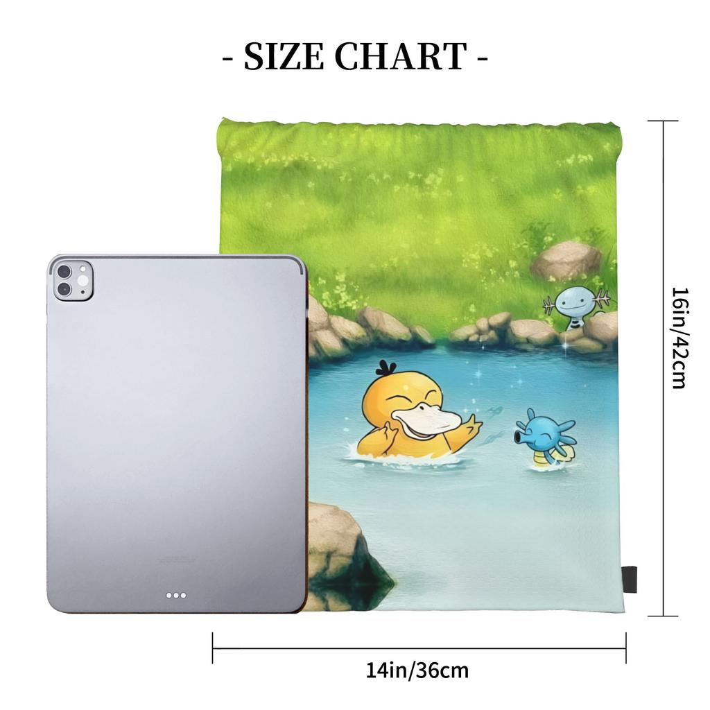 Custom P-Psyducks Drawstring Backpack Women Men Gym Sport Sackpack Foldable Manga Training Bag Sack