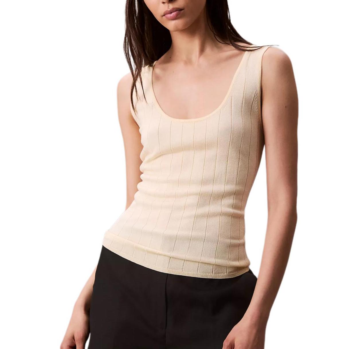 

Calvin Klein Slim Fit Round Neck Solid Color Comfortable Casual Vest Women tops 44C309G-YC9 M
