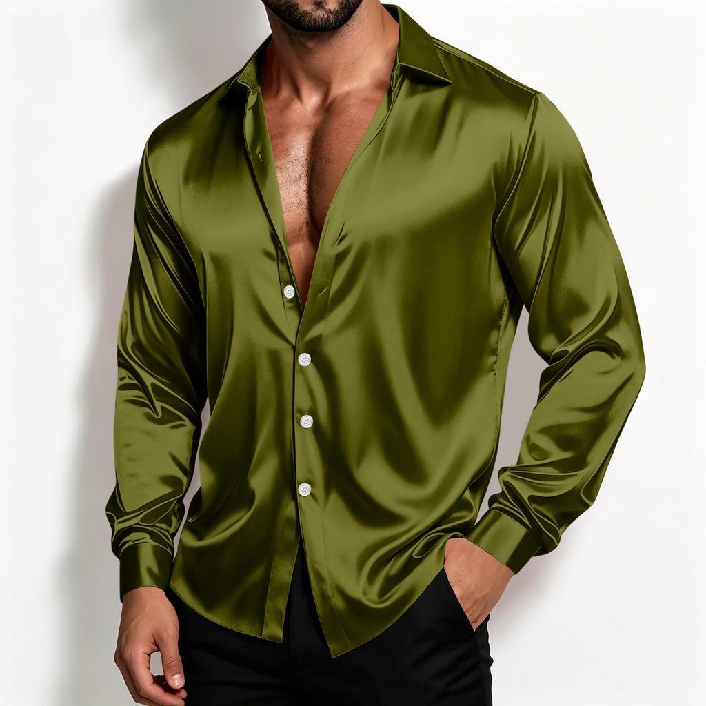 Men's Color Shirt Jacket Casual Loose Fit Breathable Long Sleeve Lapel Collar for Spring and Fall