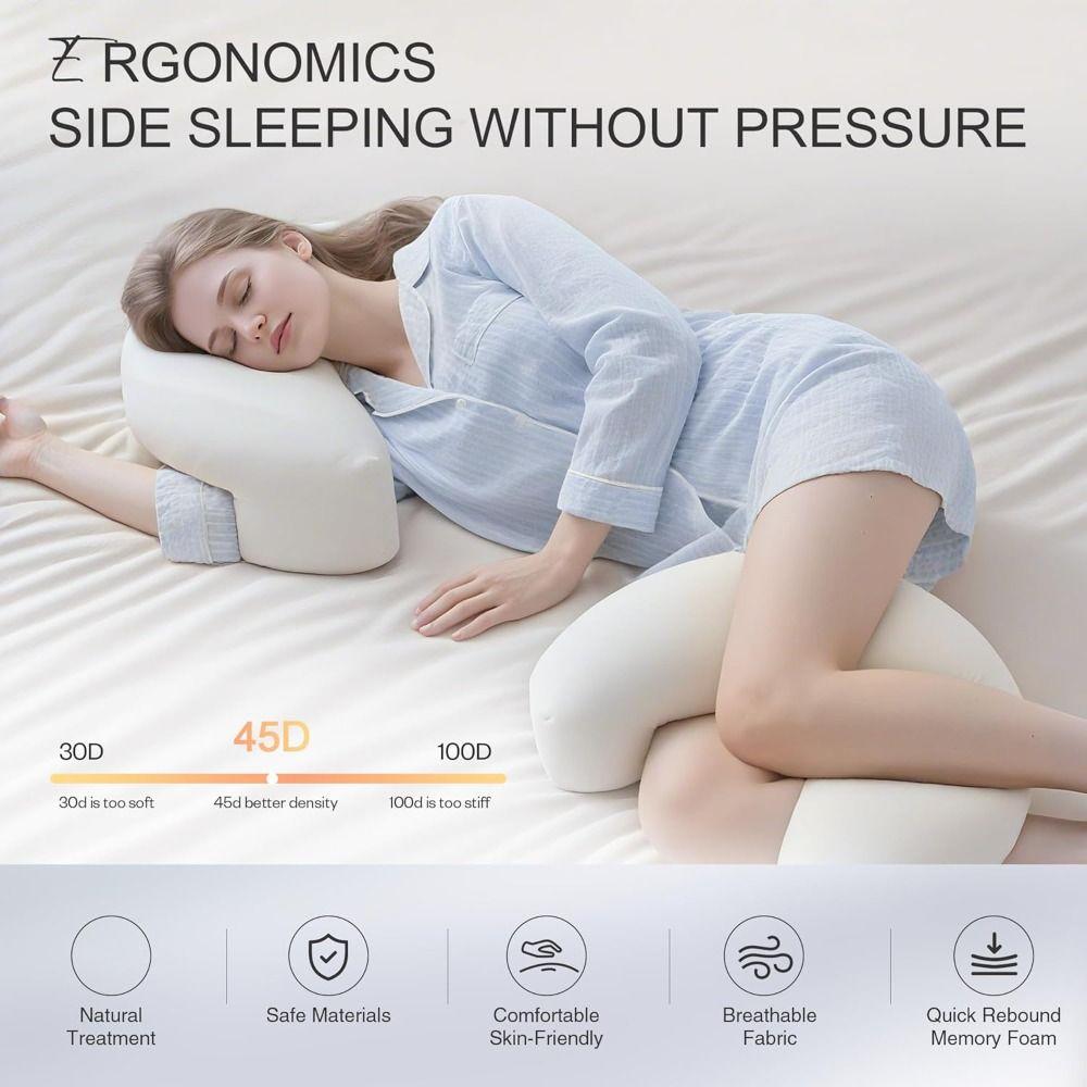 Hot Shoulder Pain Relief Side Sleeper Pillow Between Legs with Arm Channels Rotator Cuff Pillow Ergonomic Knee Pillow for Adults