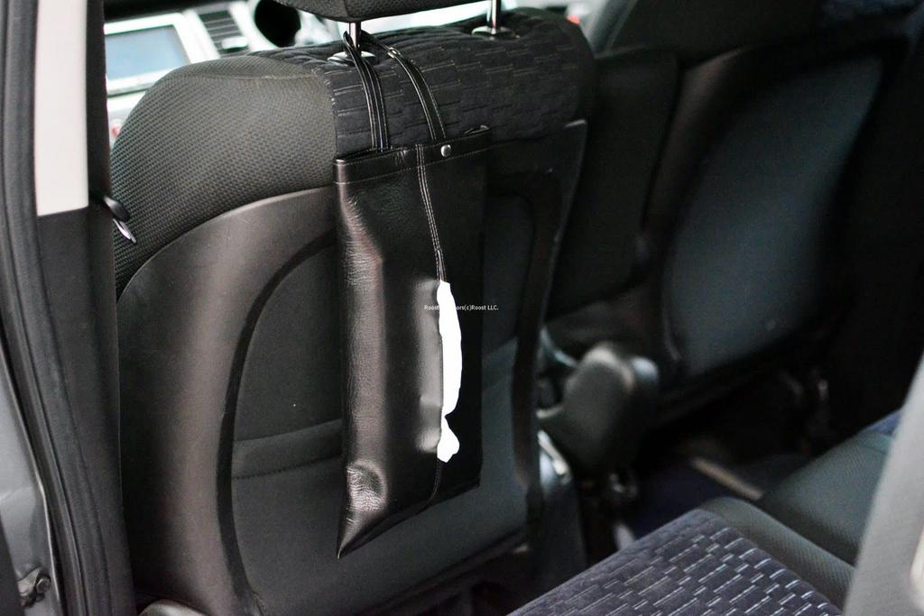Roost Outdoors [Made with Genuine Leather] Genuine Leather Soft Leather Tissue Case, Black, Hanging/Wall Mountable, Car Accessory, Tissue Case, Tissue