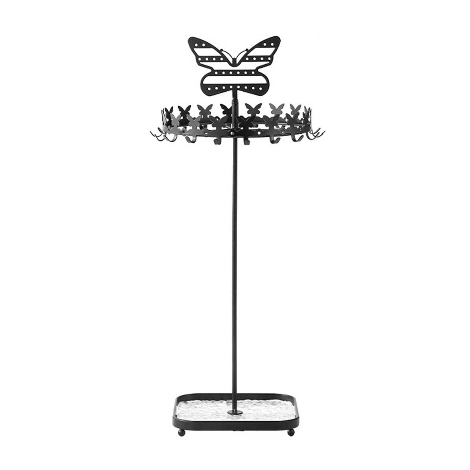 

Metal Butterfly Necklace Holder Bracelet Display Stand Jewelry Organizer Tower Rack with Acrylic Tray Jewelry Tree чёрный