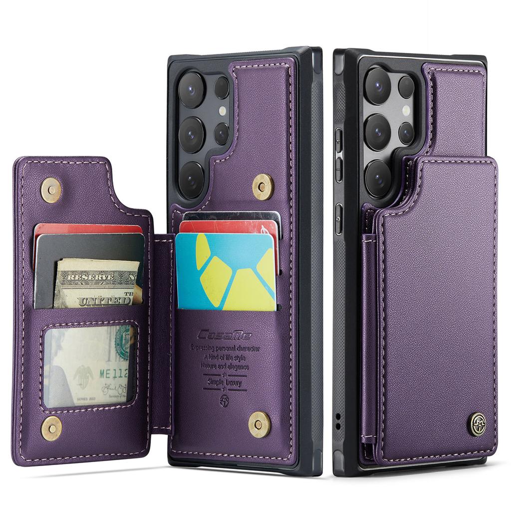 For Samsung Galaxy S26 Ultra Case with RFID Blocking 5 Card Slots CASEME C22 Leather Back Cover