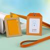 2 Card Slot Employee Work ID Card Set Hanging Rope PU Leather Bus Meal Card Chest Badge