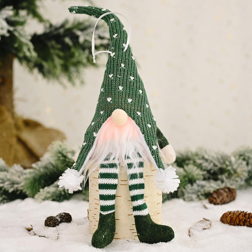 Charming Forest Santa With Lights Hanging Legs Doll For Creative Holiday Decor