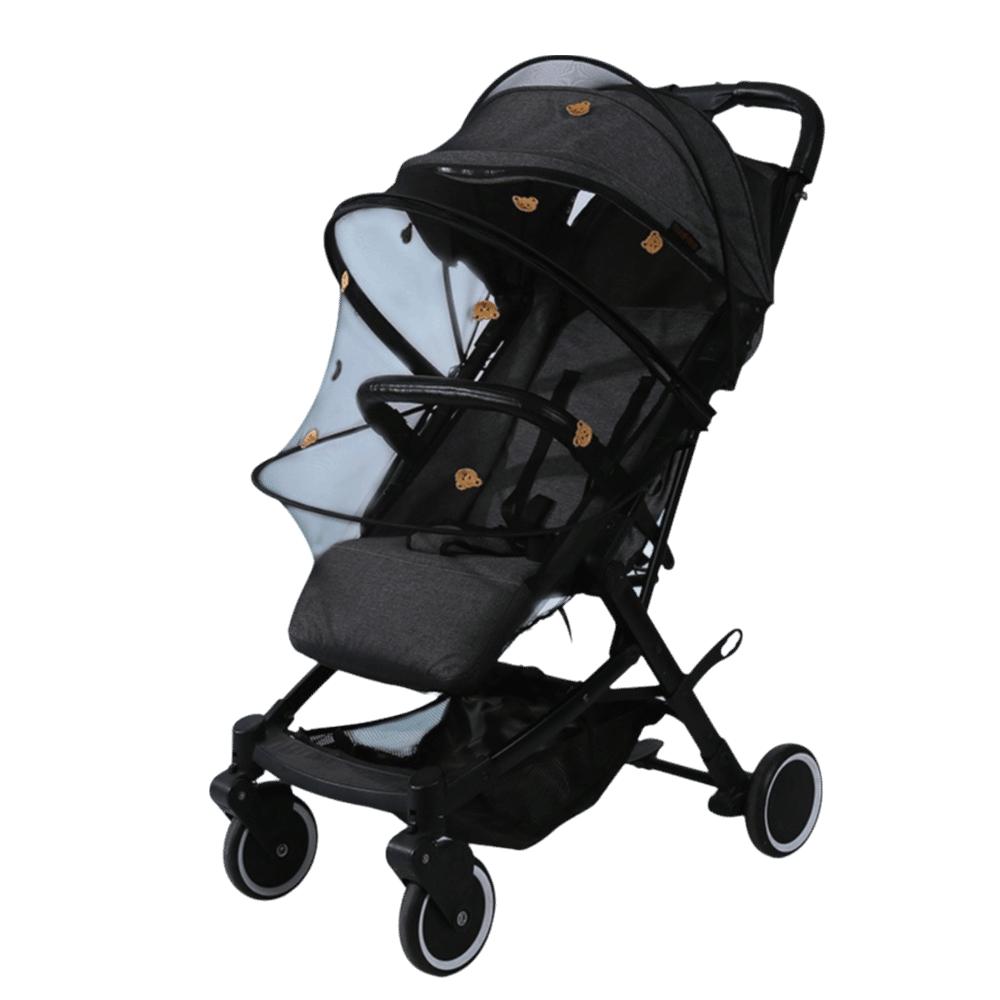 Ventilate Stroller Mosquito Net Mesh Zipper Pushchair Mosquito Net Cartoon Embroidery Folding Baby Mosquito Cover Summer