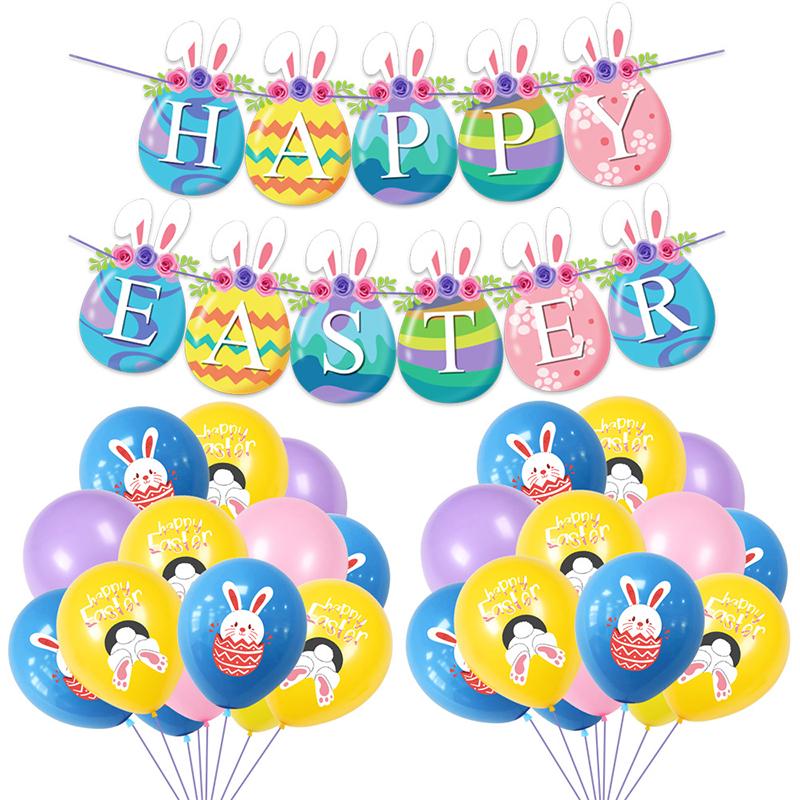 Easter Decorations Happy Easter Banner Bunny Rabbit Egg Colored Balloon Suit