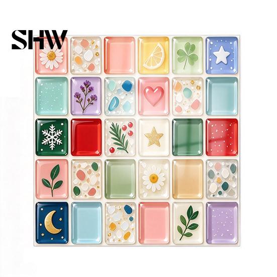 Self Adhesive Mosaic Wall Stickers Acrylic Tile Stickers, Peel and Stick Self-Adhesive Backsplash Tiles, HD Glossy Waterproof Kitchen Oil-Proof Decals