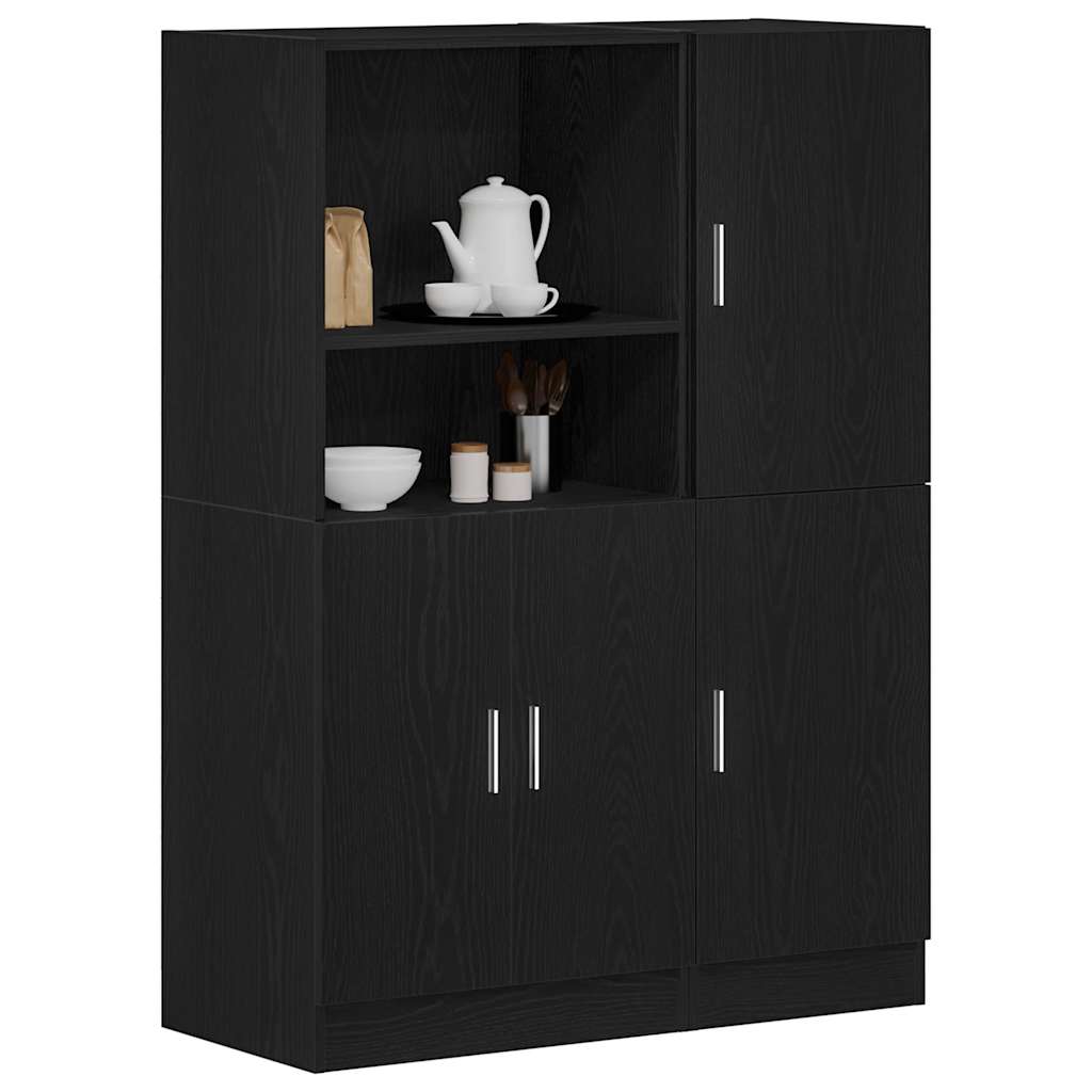 Vidaxl 2 Cabinet Kitchen Furniture Set Black Wood-Based Material