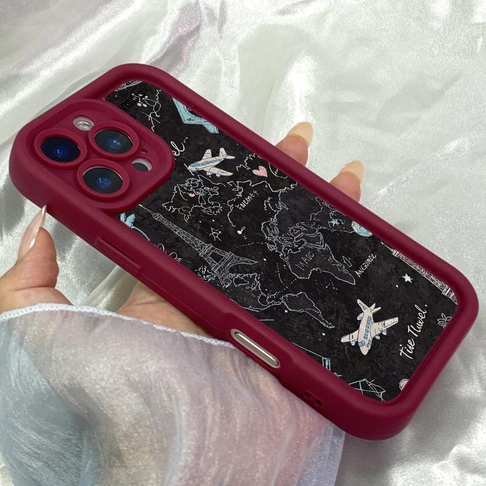 JT14 Amazing Travel Map Phone for for iPhone 17 16 Pro Max Samsung S26 S25 Ultra A17 A16 A26 A07 Xiaomi 15T Redmi Note 14 Pro Plus Soft TPU Case Cover