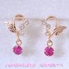 Kotobuki Jewelry July Birthstone Ruby Angel of Happiness Earrings In 14K Gold Set with Polishing (Gift Cloth)