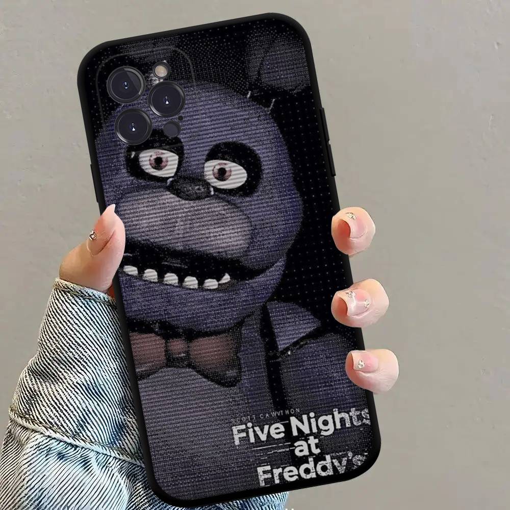 

W-Fnaf-e-Fives-nights-At-Freddys Anime Black Soft Silicone Phone Case For Iphone17 Air 16 15 14 13 12 11 Mini Pro Max Plus iPhone 17pro max