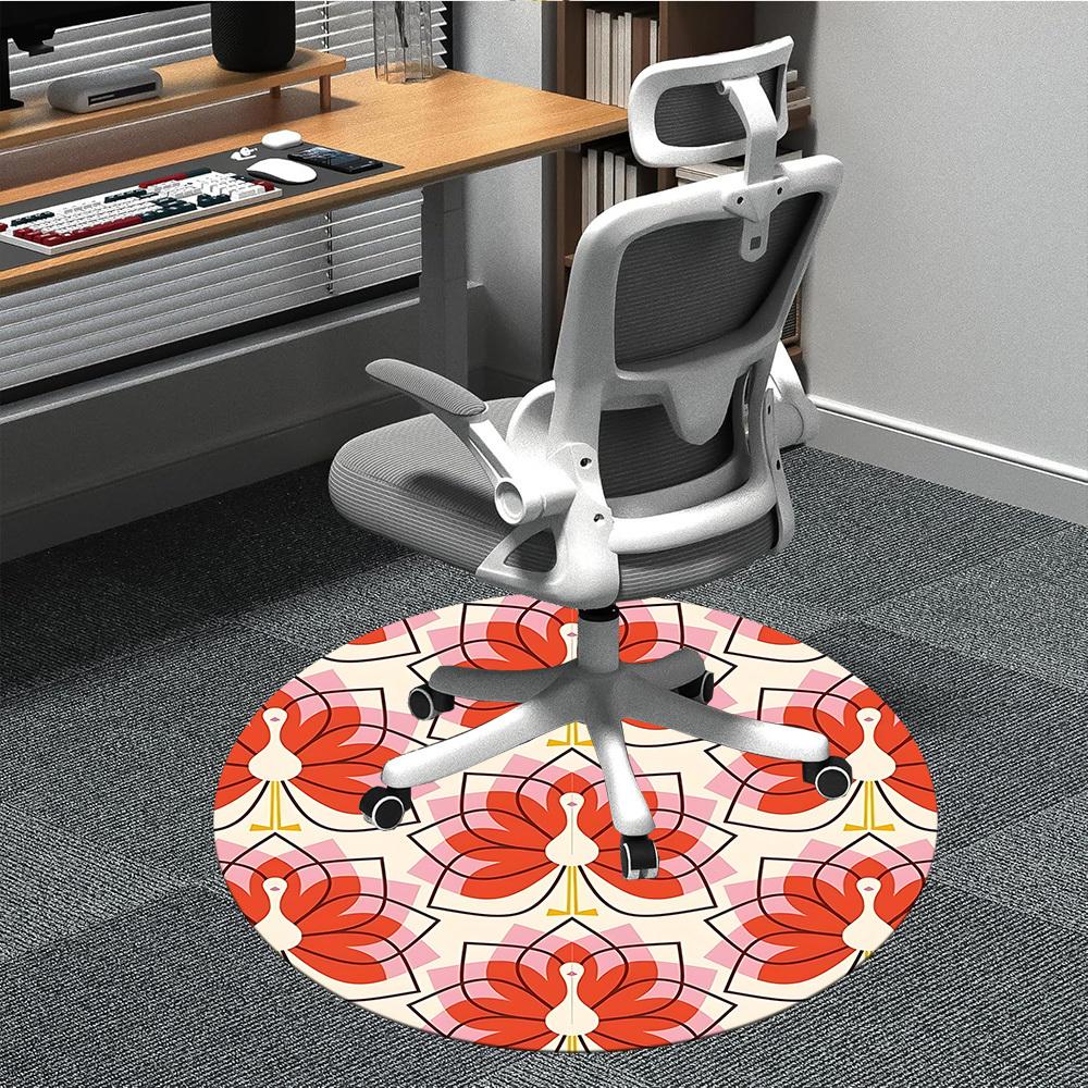 

1pc Peacock Pattern Office Round Rug, Non-slip, Soft and Durable Office Rug for Interior Decoration, Perfect for Office, Beautiful Decoration yy260312 80cm by 80cm