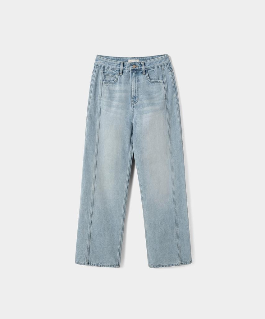 Poyueoaijeuonli Rion Side Panel Loose Denim (Light Blue)