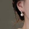 925 Silver Needle Round Pearl Minimalist Hoop Earrings For Women Party Classic Fine Jewelry Light Exquisite Accessories