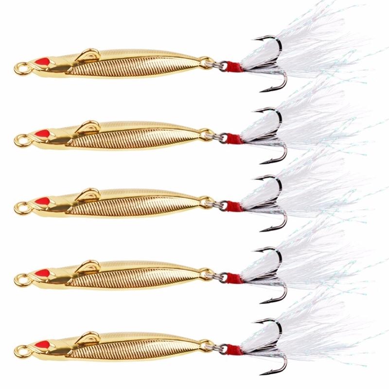 Spoon Fishing Lure 5pcs/lot Metal Gold/Silver Hard Baits Sequins Noise Paillette Hard Fishing Lure