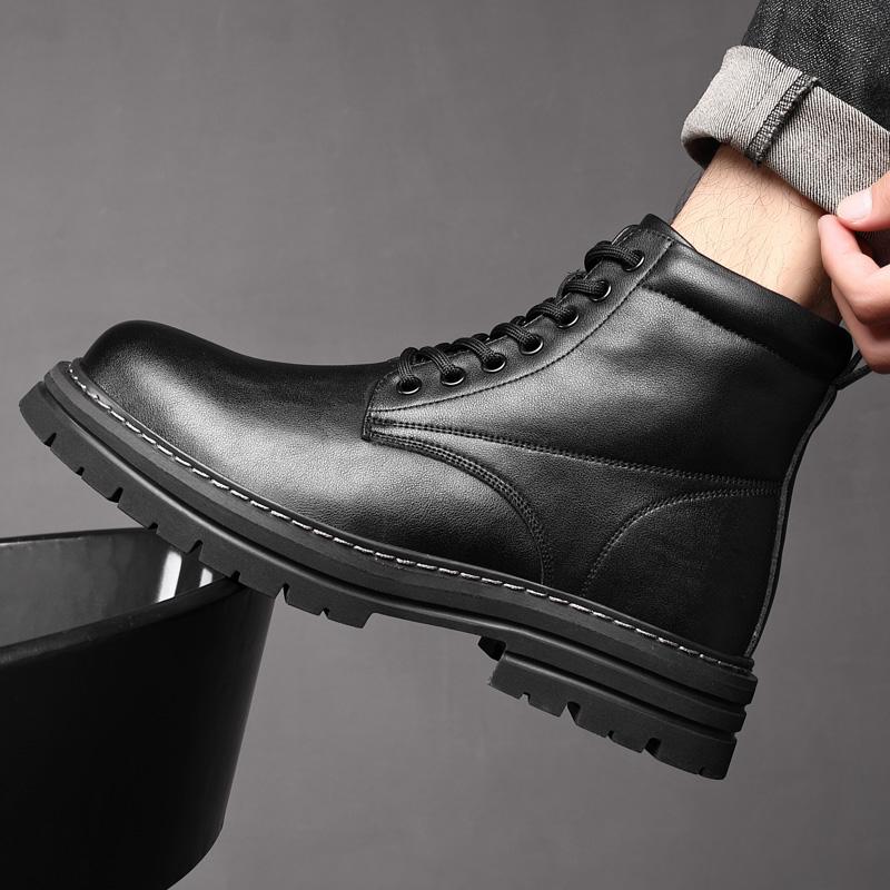 Modische Lässige Herren High-Top Lederschuhe Modischer minimalistischer Designer-Stil Täglich Büro Outdoor-Party Motorrad Erwachsenenschuhe