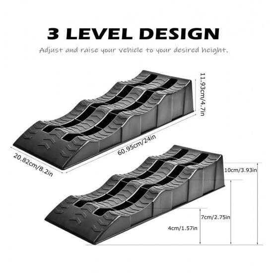 2Pcs RV Leveling Ramps Anti-Skid Campers Tire Wheel Chocks Car Leveling Blocks Lightweight Curb Ramps Heavy Duty Threshold Ramp чёрный