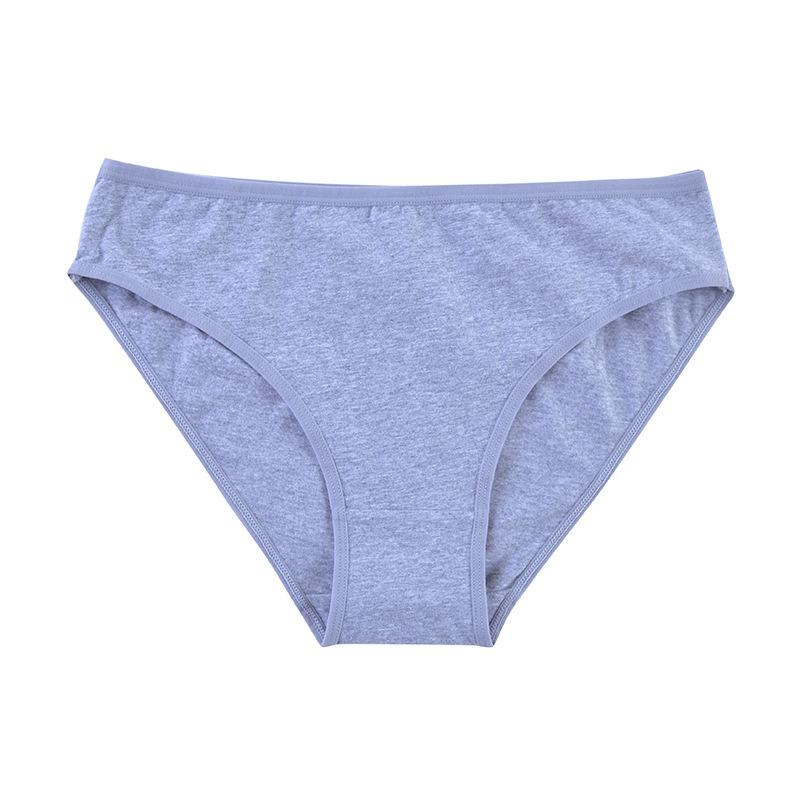 Women Adult Mid Waist Combed Cotton Breathable Solid Triangle Underwear Panties