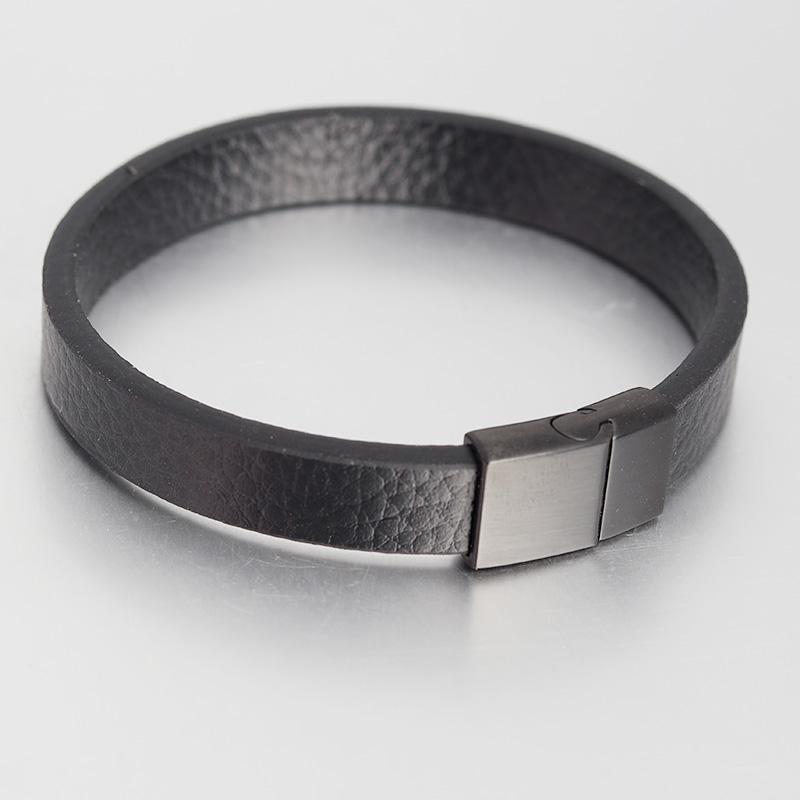 

Genuine Braided Leather Bracelet for Men Women Stainless Steel Magnetic Buckle Charm Cuff Bangle Gift Men Jewelry 19cm чёрный