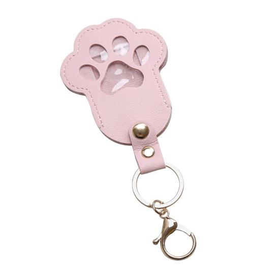 Pet Memorial Keychain Pendant Dog Cat Claw Design Faux Leather Pet Hair Memorial Keychain Pet Accessory