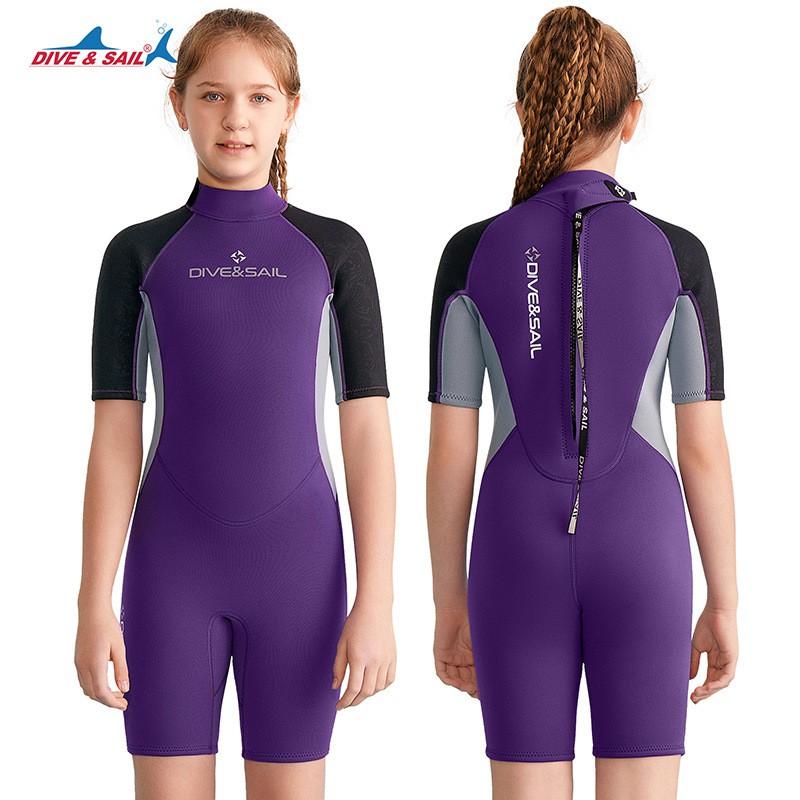Kids 2.5mm Neoprene Wetsuit Short Sleeve Full Suit Snorkeling Surfing Cold Water Swimming