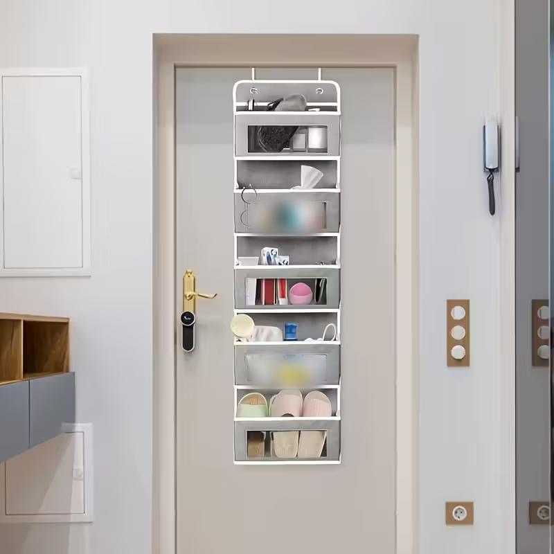 1PC Over Door Hanging Organizer with Mesh Pockets Large Wall Mount Storage for Home Essentials Bathroom Organization