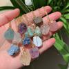 Natural Stone Pendant Necklace Small Rock Quartz Pendulum Amethysts Citrines Fluorite Pink Crystal Necklace For Women Healing