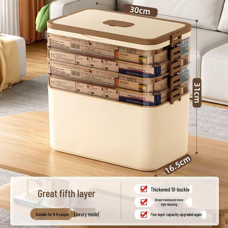 Tragbare Mehrschichtige Medikamentenbox: Haushalt Notfall Erste Hilfe Aufbewahrungsset