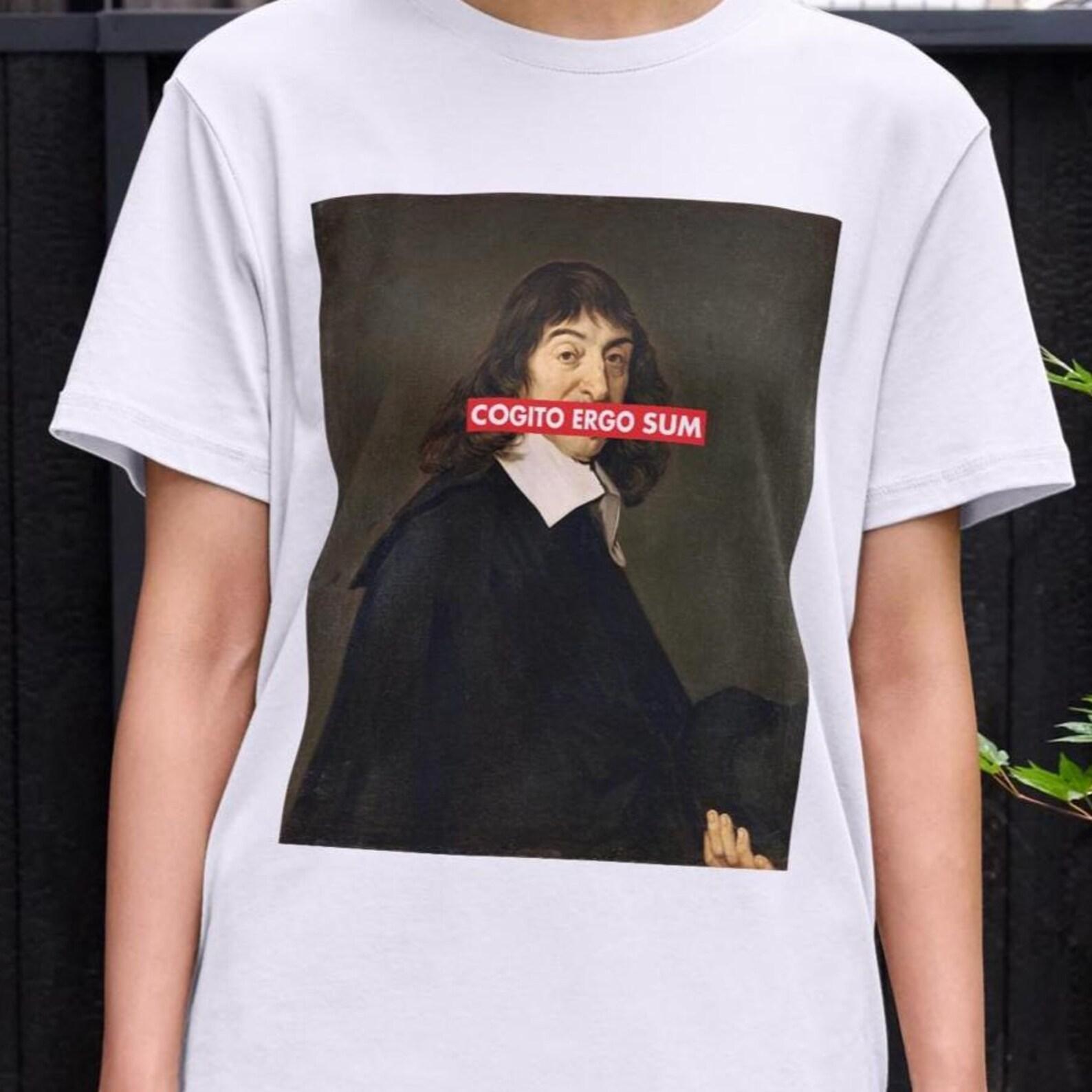 Unisex Rene Descartes Shirt, Cogito Ergo Sum, Vintage Philosopher Shirt, Self Help, Reflection, Meditation, Therapy, Psychology S