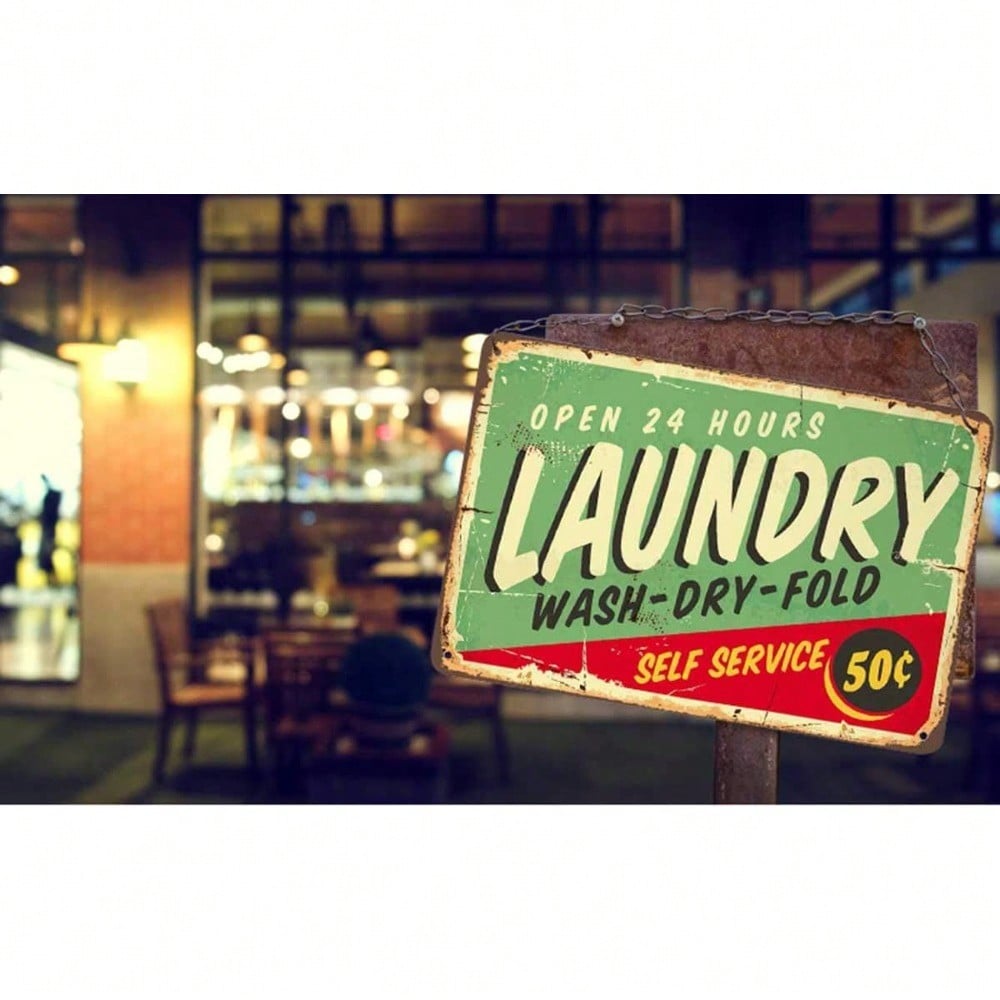 Vintage Metal Laundry Tin Sign Retro Home Decor Rustic Housewarming Gift