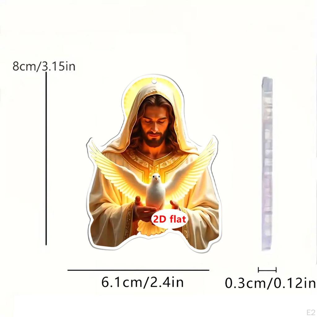 2D Akrylová Ježíš Ozdoba Přívěsek k Zavěšení do Auta pro Interiér Auta Zpětné Zrcátko Přenosný 6,1x8cm