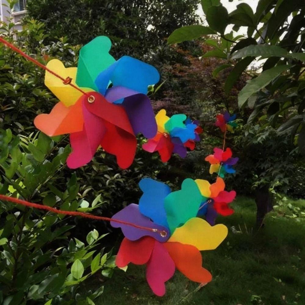 8/10pcs with Steel Wire Rope Hanging Windmill Plastic Windmill String Pinwheels  Yard and Garden