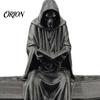 Gothic Home Decor 3D Printed Reading Skeleton Figurine, Hooded Reader Statue, Matte Black Ornaments Spooky Desktop Ornament for Office Bookshelf
