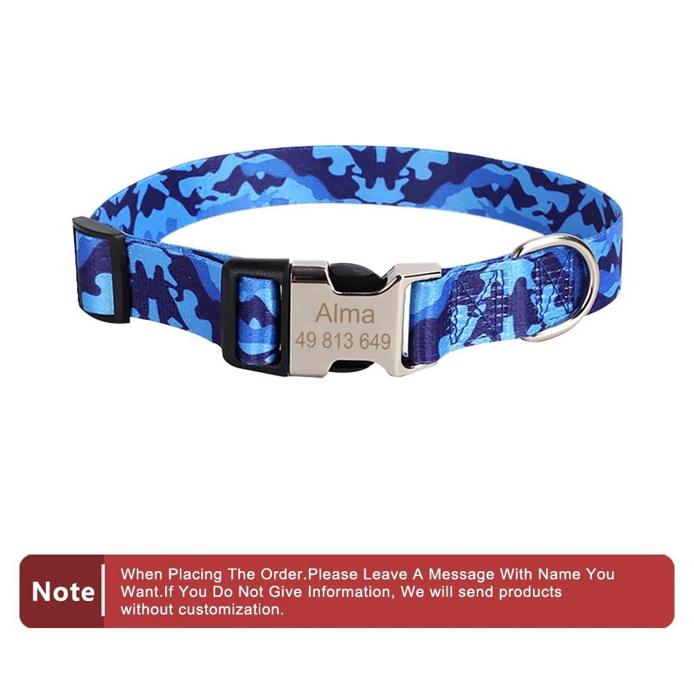 Classic Custom Dog Collar Metal Buckle Dogs Nameplate Collar Free Engrave Personalized Pet Collars Adjustable for Small Medium Large Dog