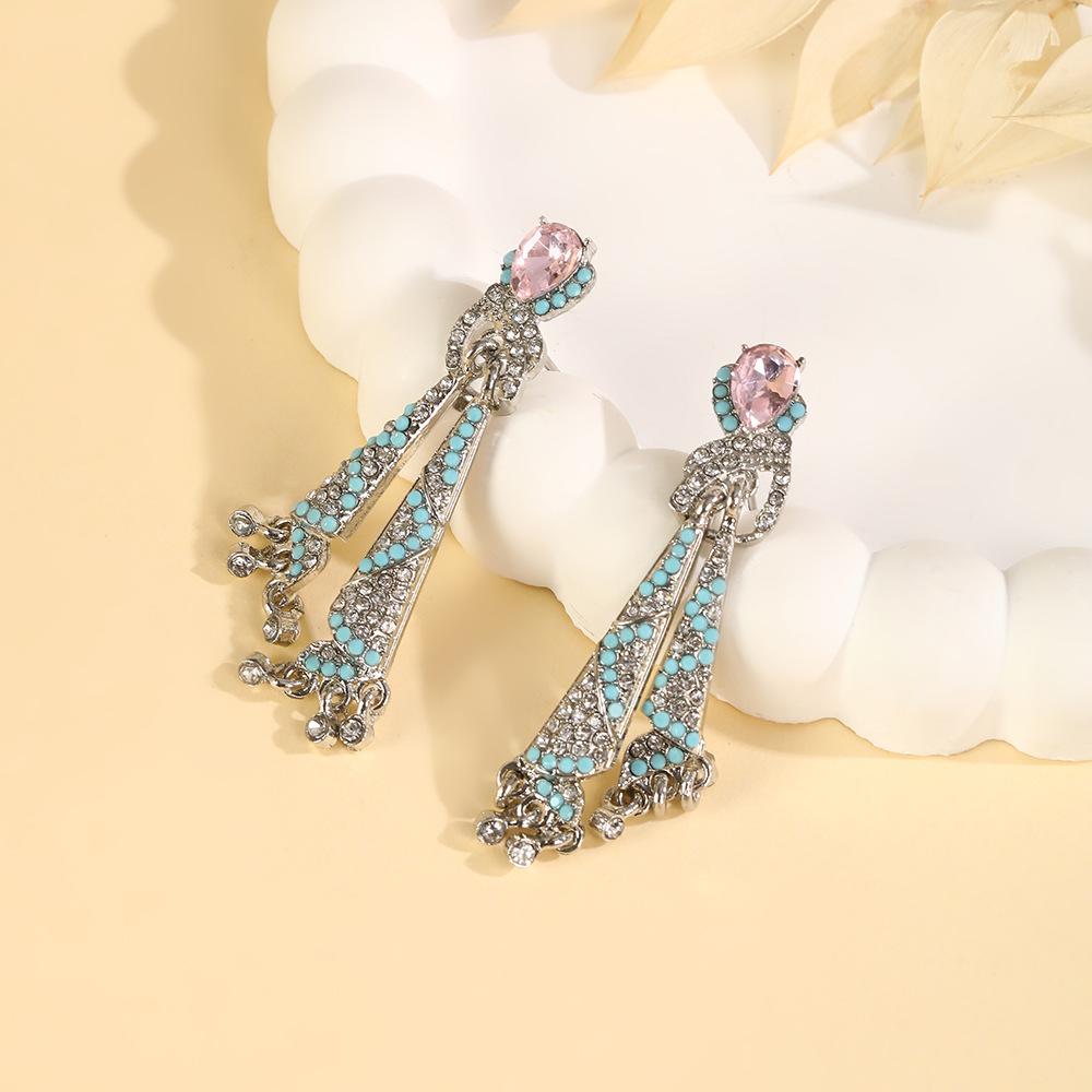 Летние Серьги-Гвоздики Легкая Роскошь Тяжелая Промышленность Полностью Алмазные Цветные Шелковые Серьги Нишевые Сладкие Высококлассные Серьги