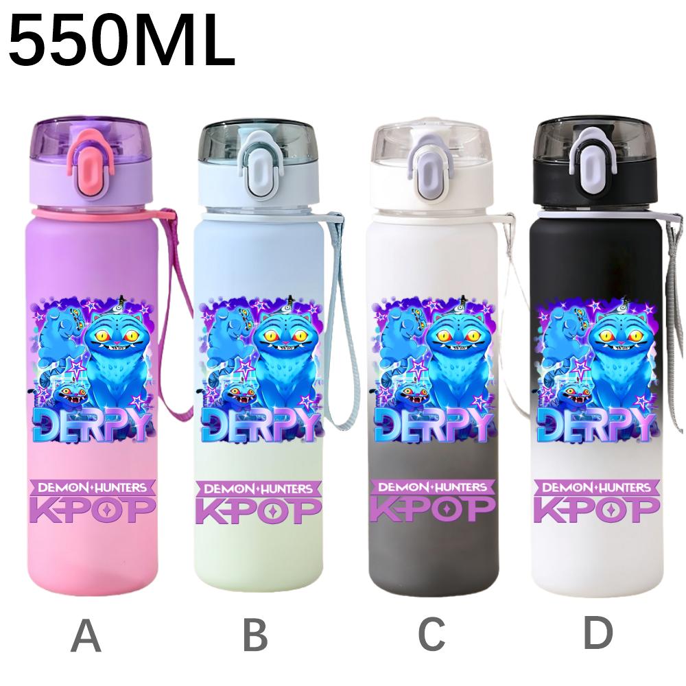 550ML KPop Demon Hunters Cartoon Print Sport Water Bottle Leak Proof Water Cup Outdoor Sports Drinking Bottle Birthday Gifts