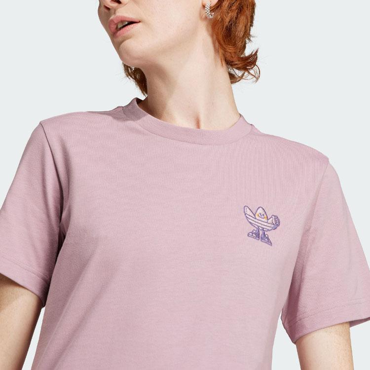 Adidas Originals Graphic Tee Cartoon Logo Print Sports Short Sleeve T-Shirt Women Tops Magical-Purple Pink IN4127