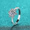 S925 Sterling Silver Six-Prong Heart Snowflake Moissanite Fashion Ring