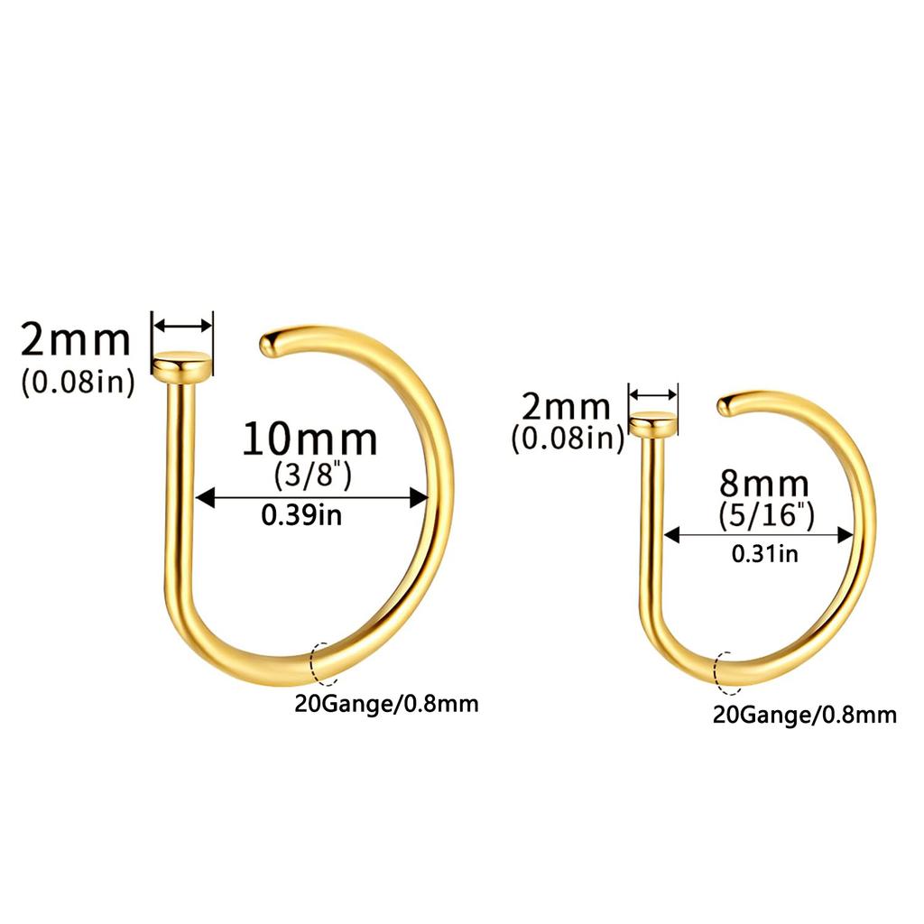 Fake Nose Ring Hoop Lip Labret Ring for Women Non Pierce Hoop Nose Ring Septum Hoop Ring Tragus Rook Ring Non Piercing Jewelry