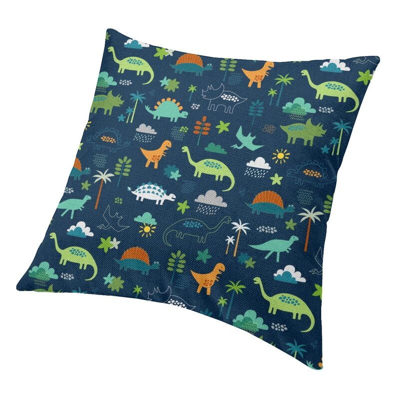 Dinosaur Land Cushion Covers Sofa Home Decor Cute Dino Pattern Square Throw Pillow Case 45X45