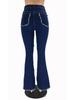 2025 Autumn Color Block Patchwork High Waist Flared Women's Denim Pants