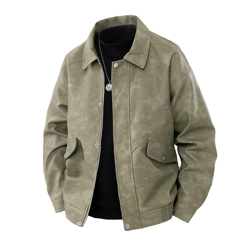 Jaro podzim business ležérní bundy pánská móda volné zipy límec dolů jednobarevné kabáty pánské vysoce kvalitní kabát