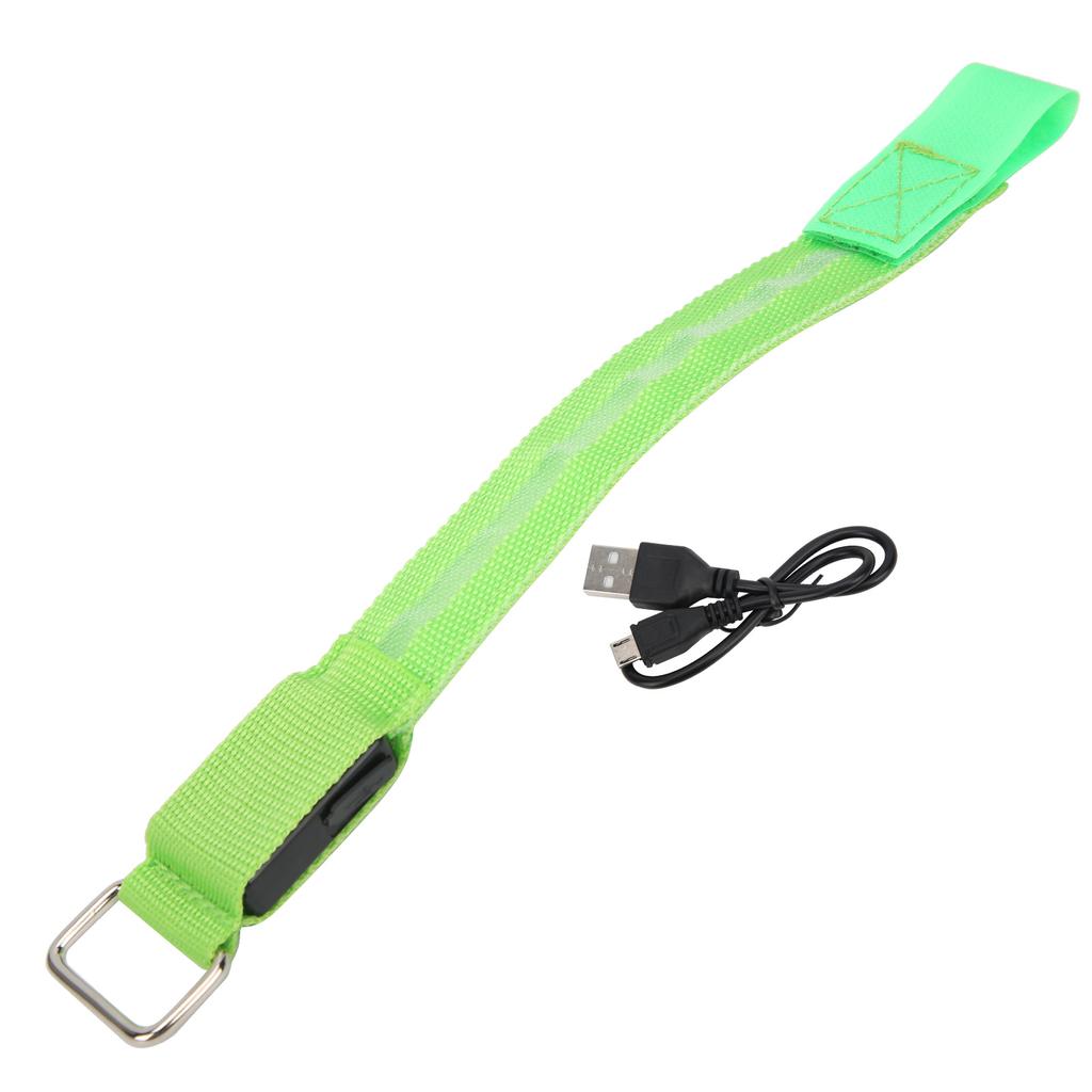 Green Luminous Armband Adjustable Strip LED Wristband USB Charging for Night Running Cycling