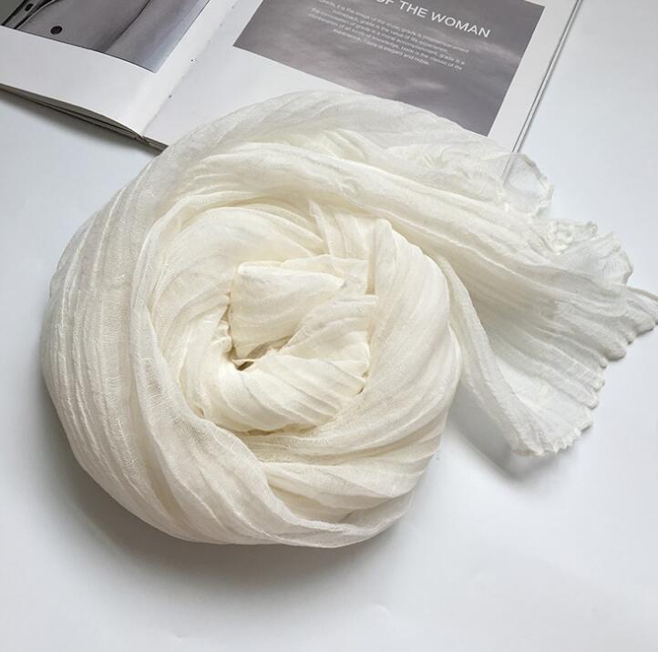 60x230cm New Arrival Soft Solid Color Women 100% Linen Scarf Summer Travel Sunscreen Long Shawl Elegant Hijab Women Foulard