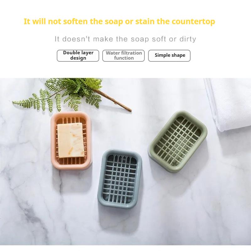 Nordic - Style Double - Layer Draining Soap Dish, Food - Grade PP Bathroom Soap Holder (Multi - Color) Bathroom Accessories