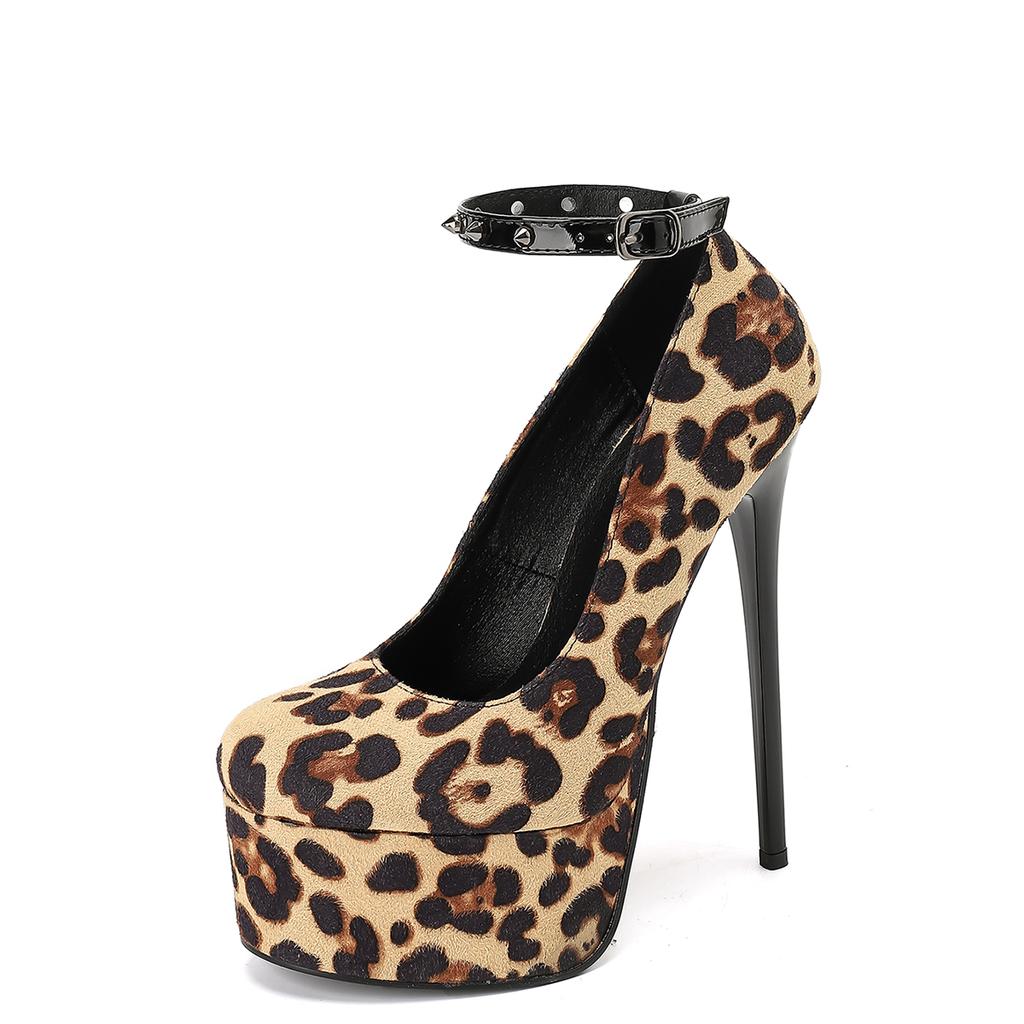 Sexy Leopard Pattern Shallow Women Pumps Big Size 35-42 Round Toe Super High Heels New Spring Ladies Platform Party Shoes Office