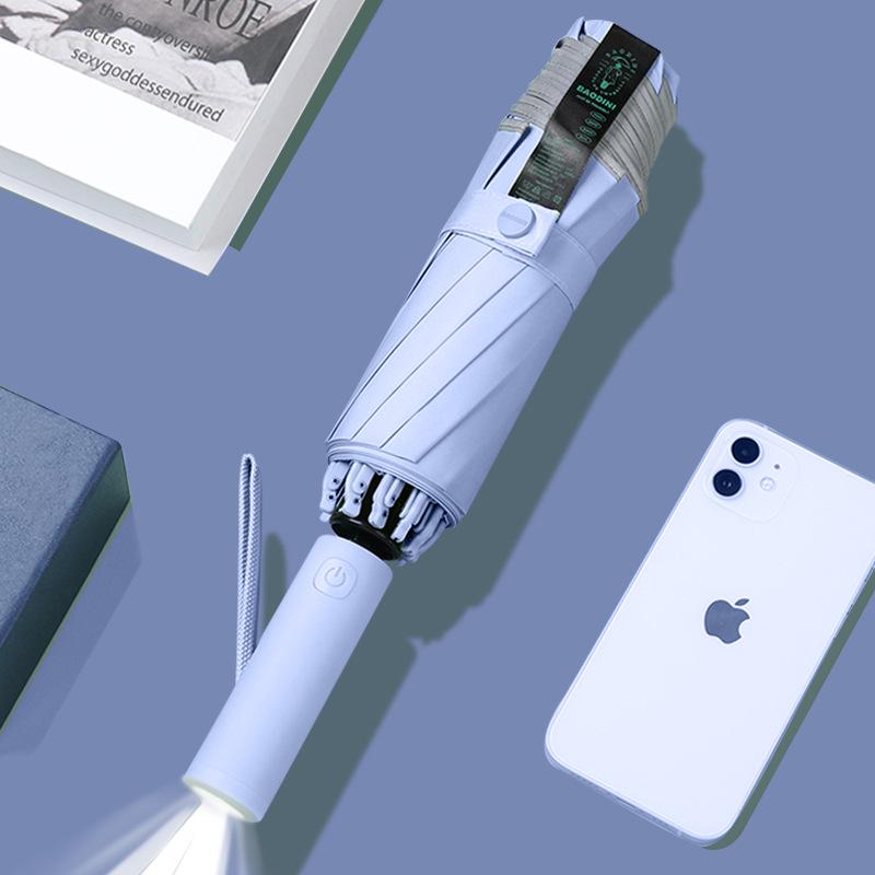 

LED Light Safety Reflective Windproof Umbrella for Men & Women - Reinforced, Large, & Thickened for Business & Storm Conditions